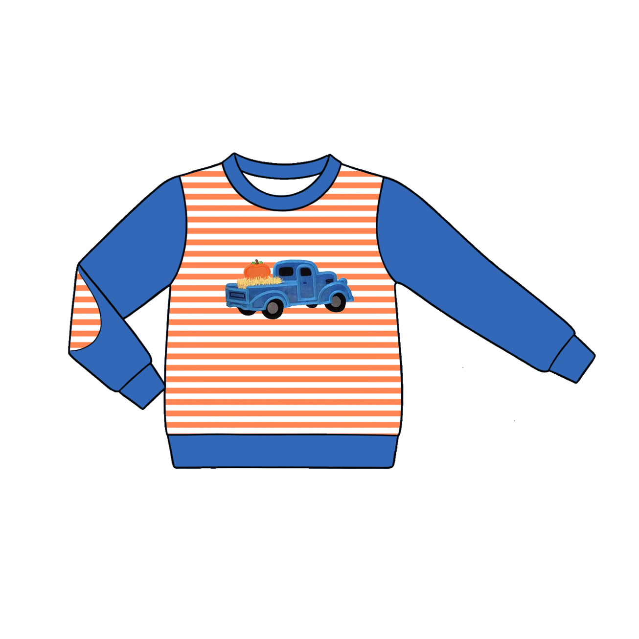 preorder BT1822 Pumpkin Truck Long Sleeve Boys Top
