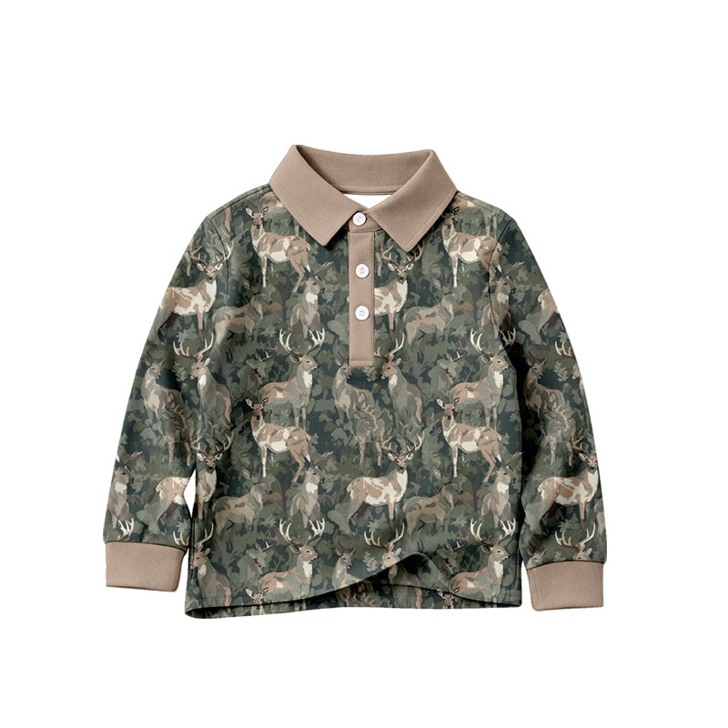 preorder BT1826 Hunting Deer Camo Long Sleeve Boys Top