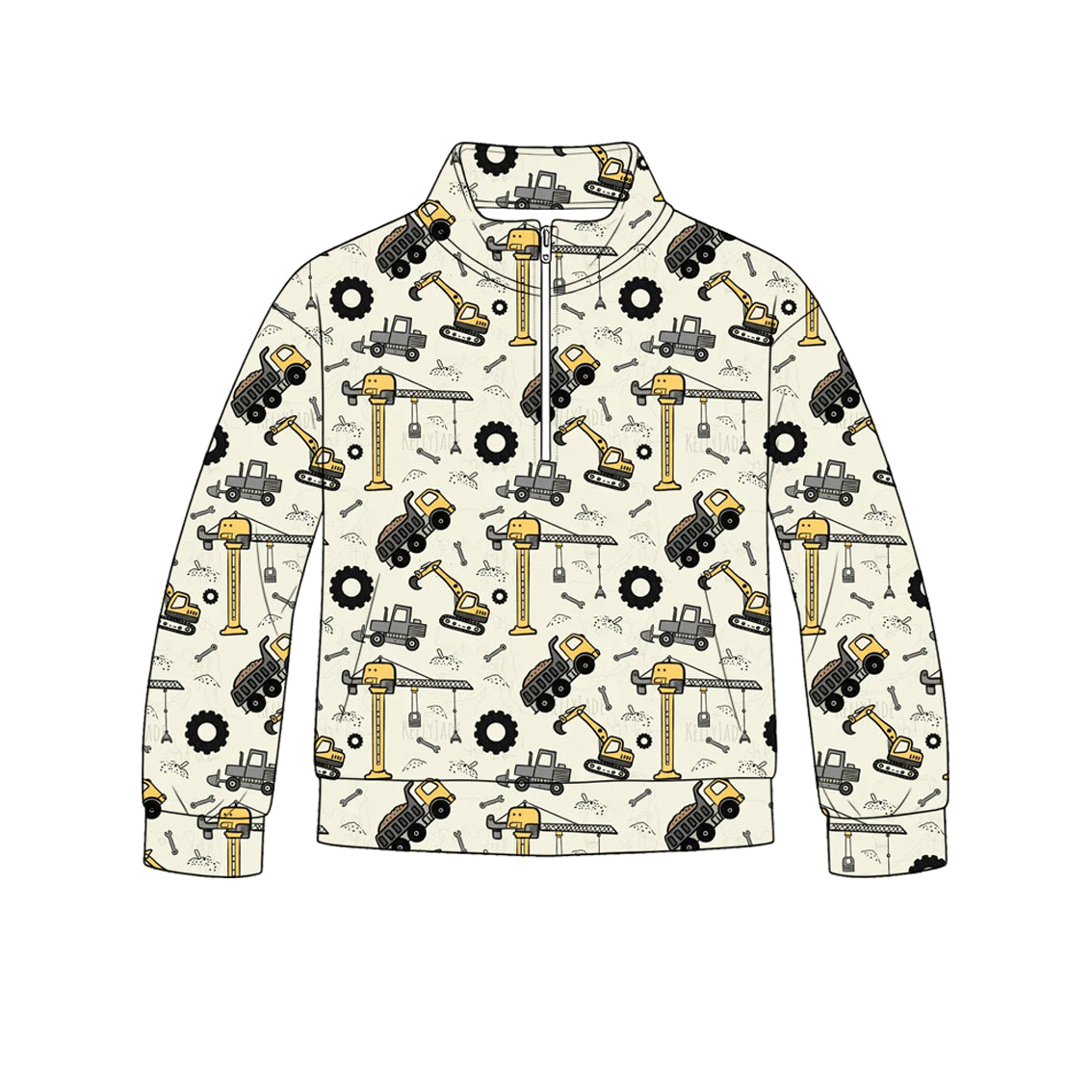 preorder BT1835 Construction Truck Zipper Long Sleeve Boys Top