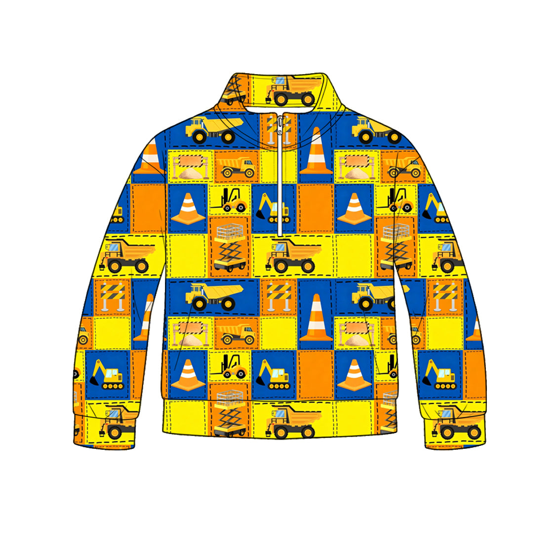 preorder BT1840 Construction Truck Zipper Long Sleeve Boys Top