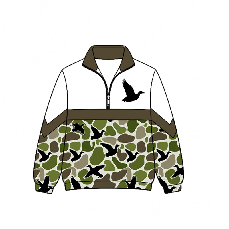 preorder BT1857 Hunting Camo Mallard Zipper Long Sleeve Boys Top