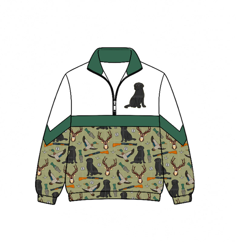 preorder BT1860 Hunting Mallard Dog Deer Zipper Long Sleeve Boys Top