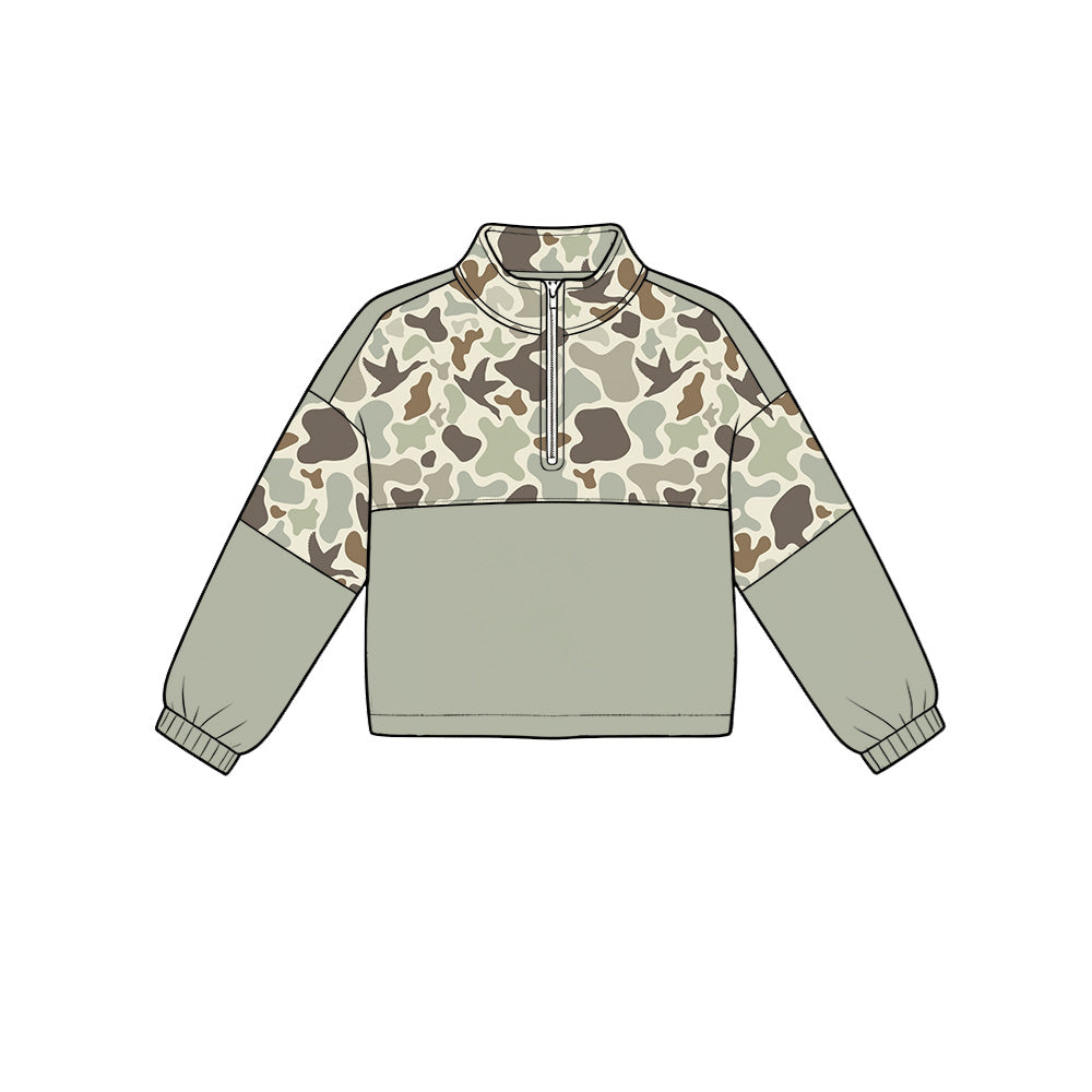 preorder BT1863 Hunting Camo Mallard Zipper Long Sleeve Boys Top