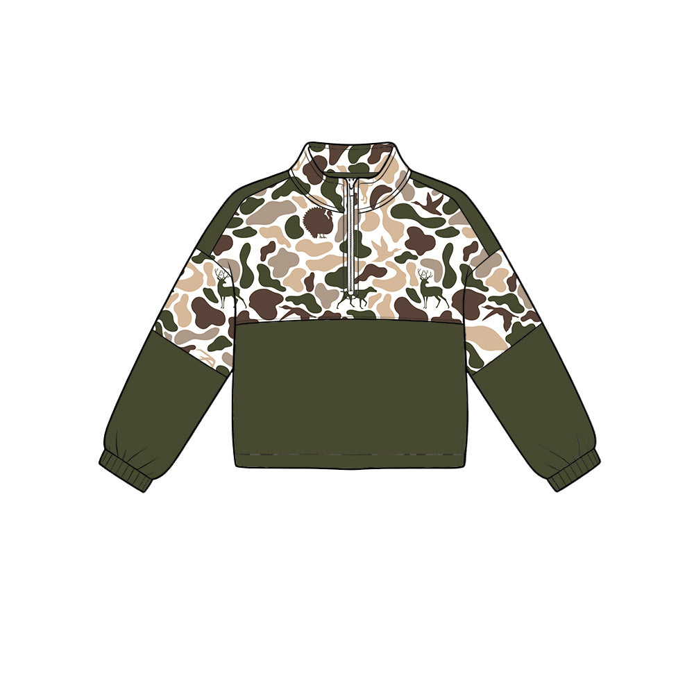preorder BT1864 Hunting Camo Mallard Zipper Long Sleeve Boys Top