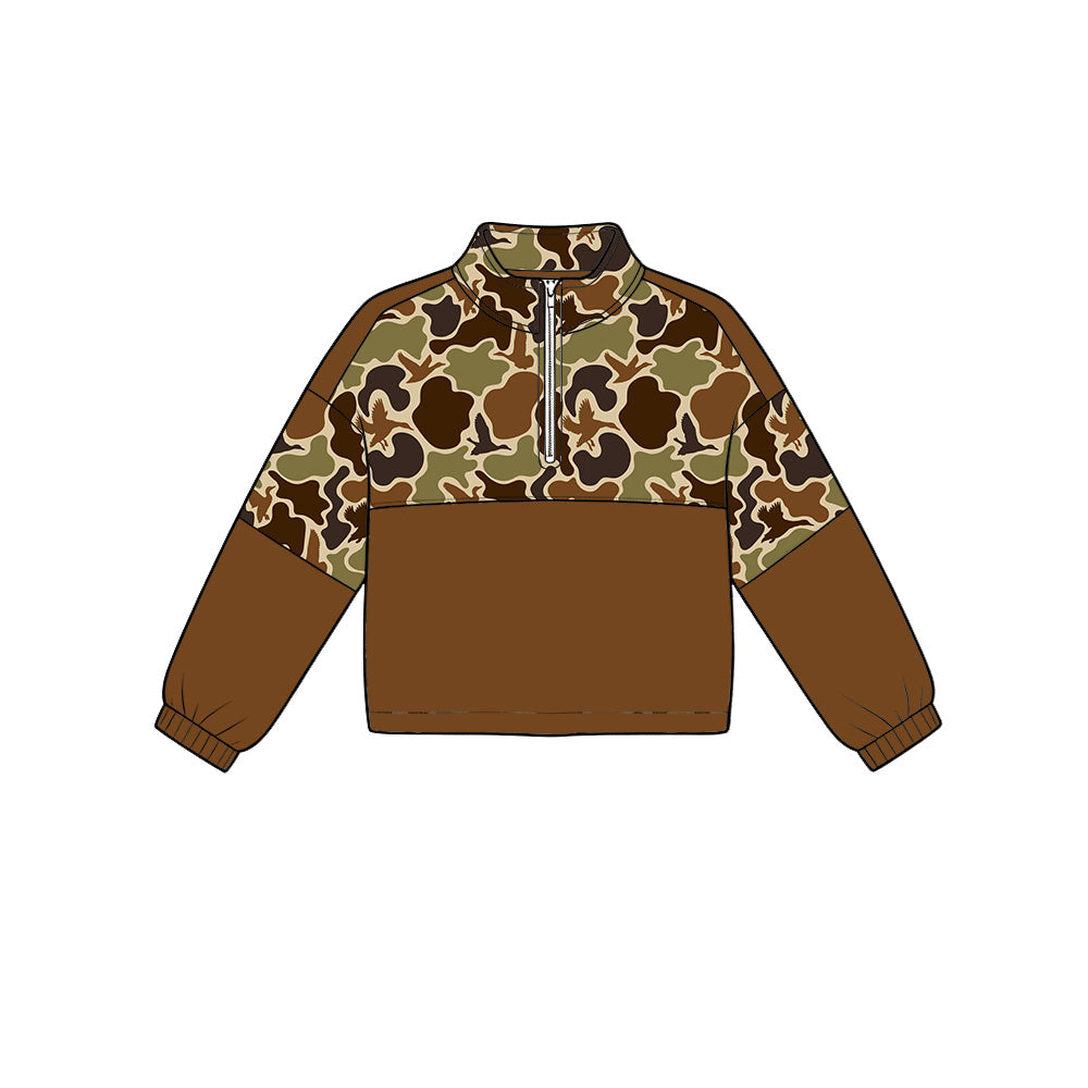 preorder BT1865 Hunting Camo Mallard Zipper Long Sleeve Boys Top