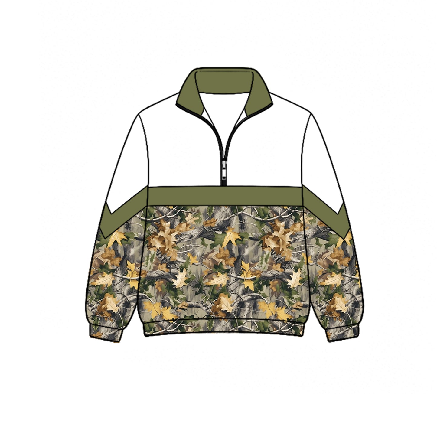 preorder BT1867 Hunting Camo Zipper Long Sleeve Boys Top