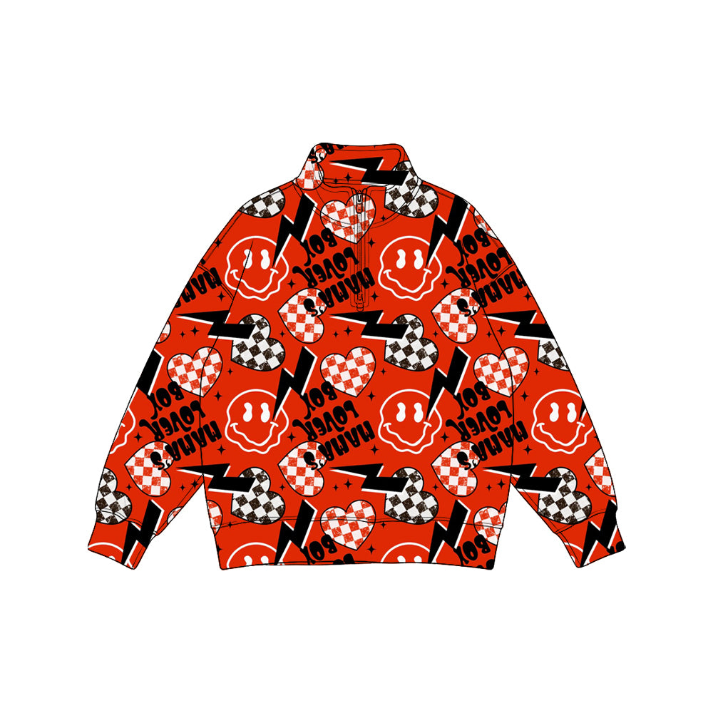 preorder BT1908 Valentine's Day Heart Smile Red Long Sleeve Boys Top