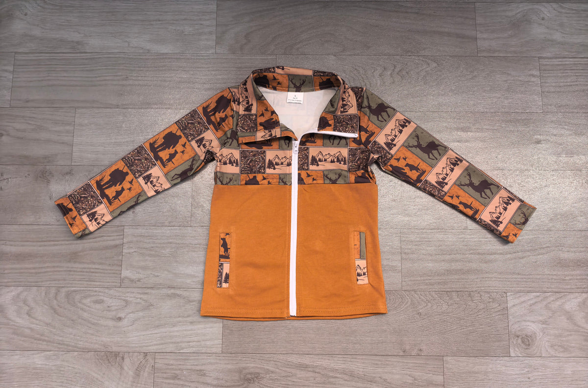 preorder Samples BT1934 Hunting Deer Zipper Hoodie Long Sleeve Boys Coat