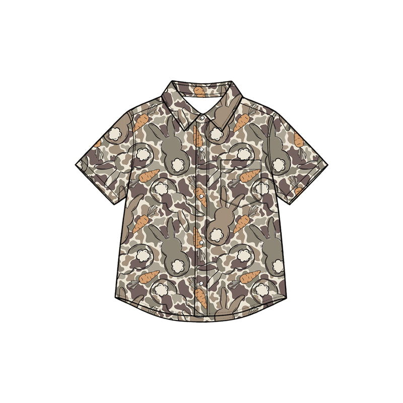 preorder BT1954 Easter Camo Bunny Rabbit Short Sleeve Boys Top