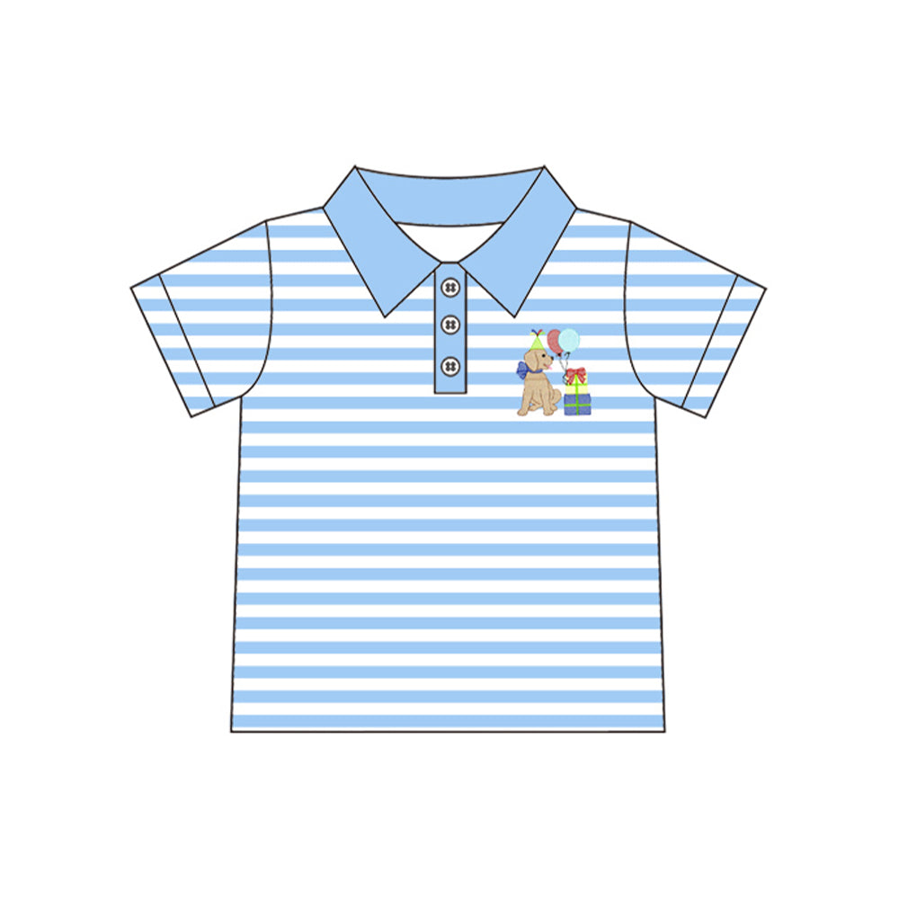 preorder BT1956 Happy Birthday Dog Short Sleeve Boys Top