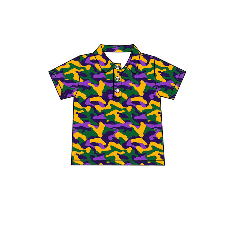 preorder BT1958 Mardi Gras Camo Short Sleeve Boys Top