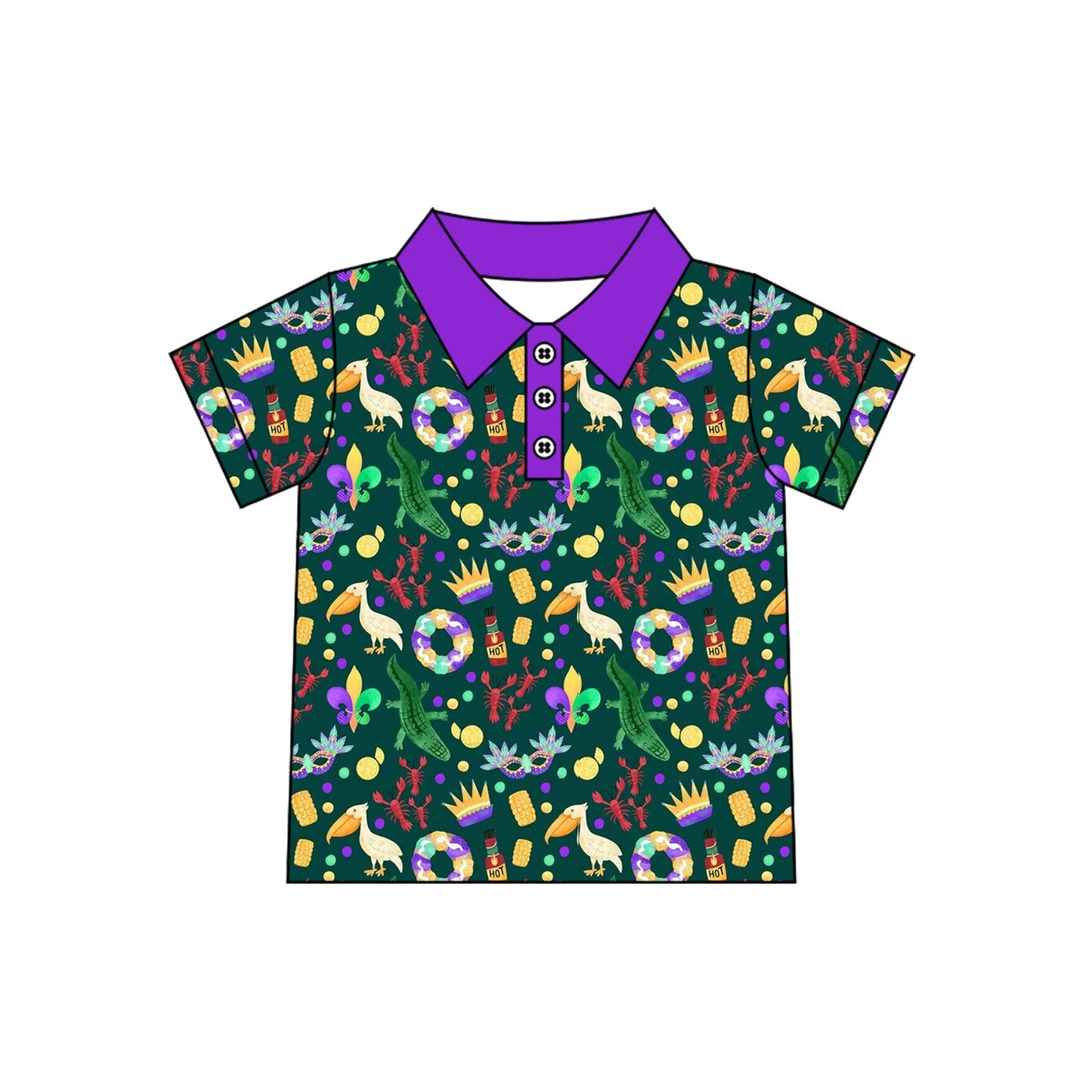 preorder BT1961 Mardi Gras Green Short Sleeve Boys Top