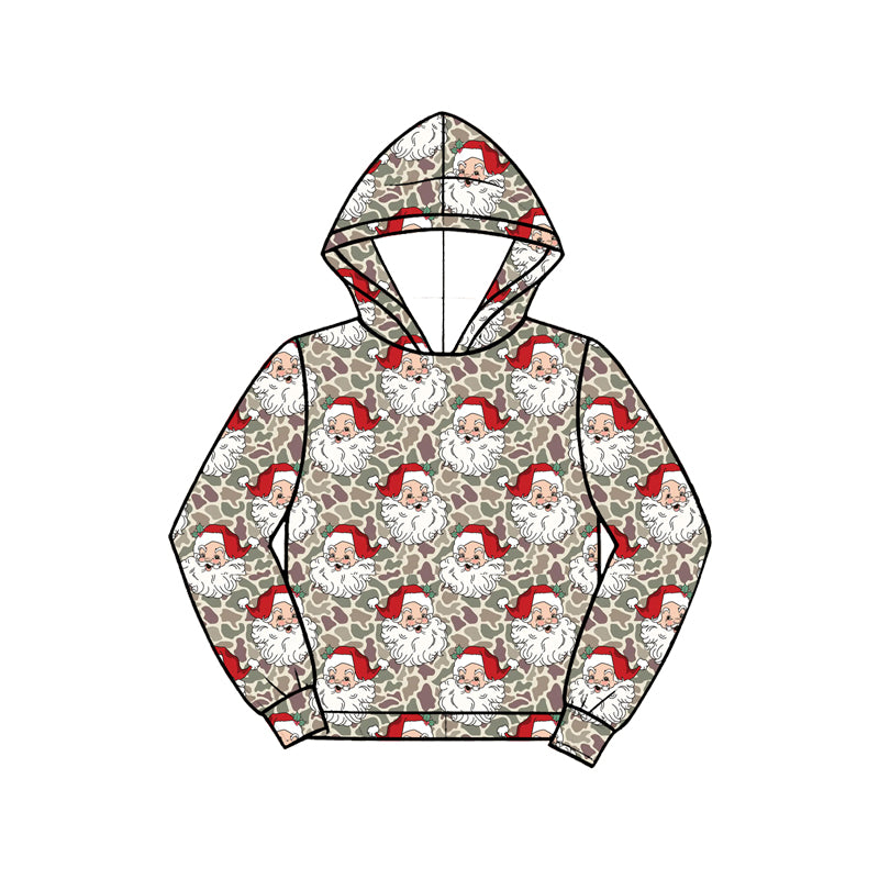 preorder BT1972 Christmas Santa Camo Hoodie Long Sleeve Boys Top