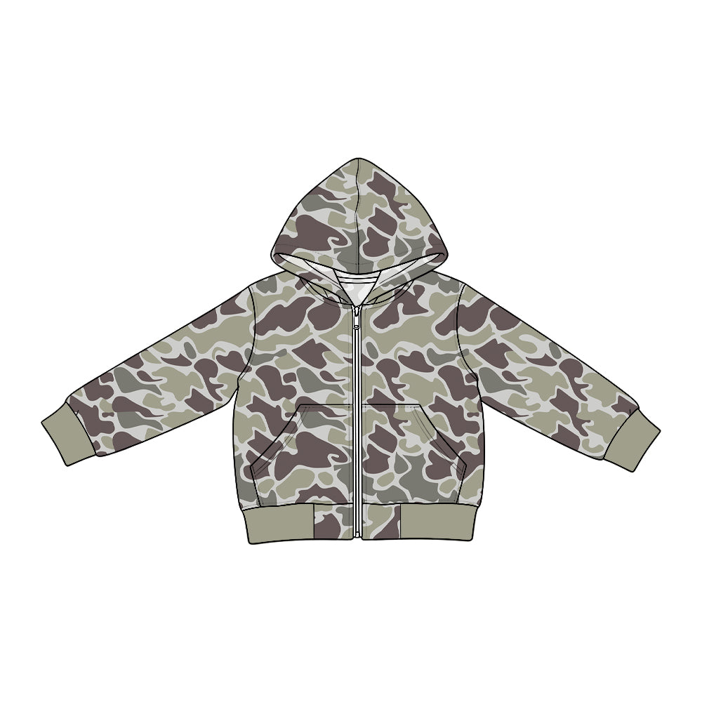 preorder BT2009 Camo Pocket Zipper Long Sleeve Boys Denim Coat