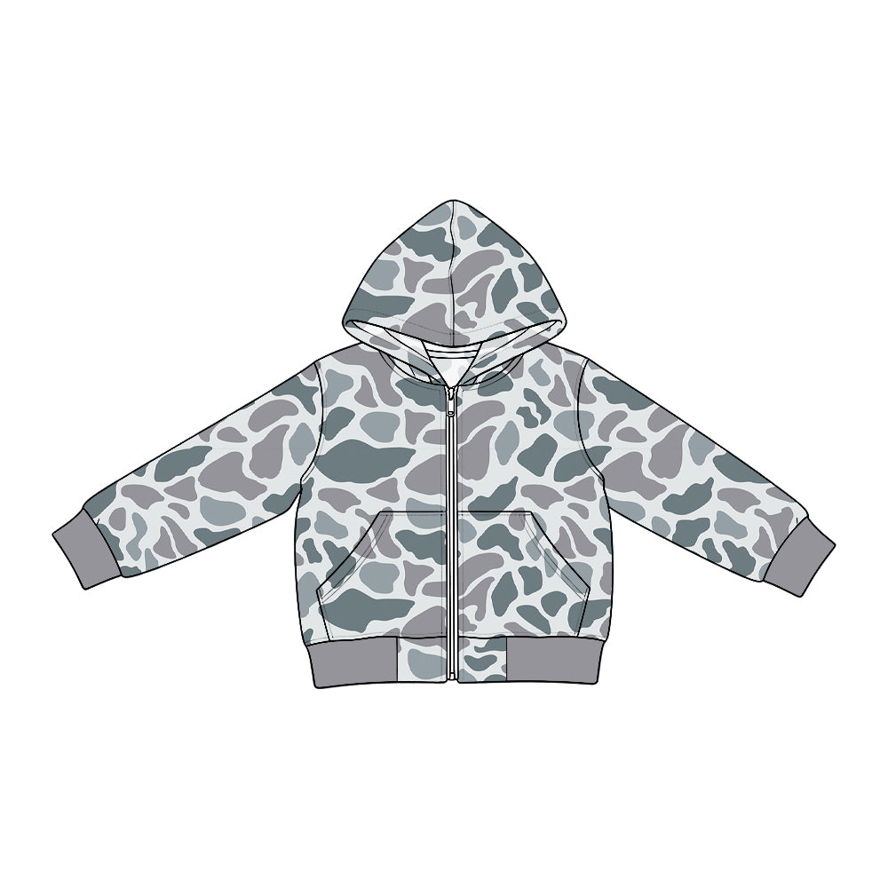 preorder BT2011 Camo Pocket Zipper Long Sleeve Boys Denim Coat
