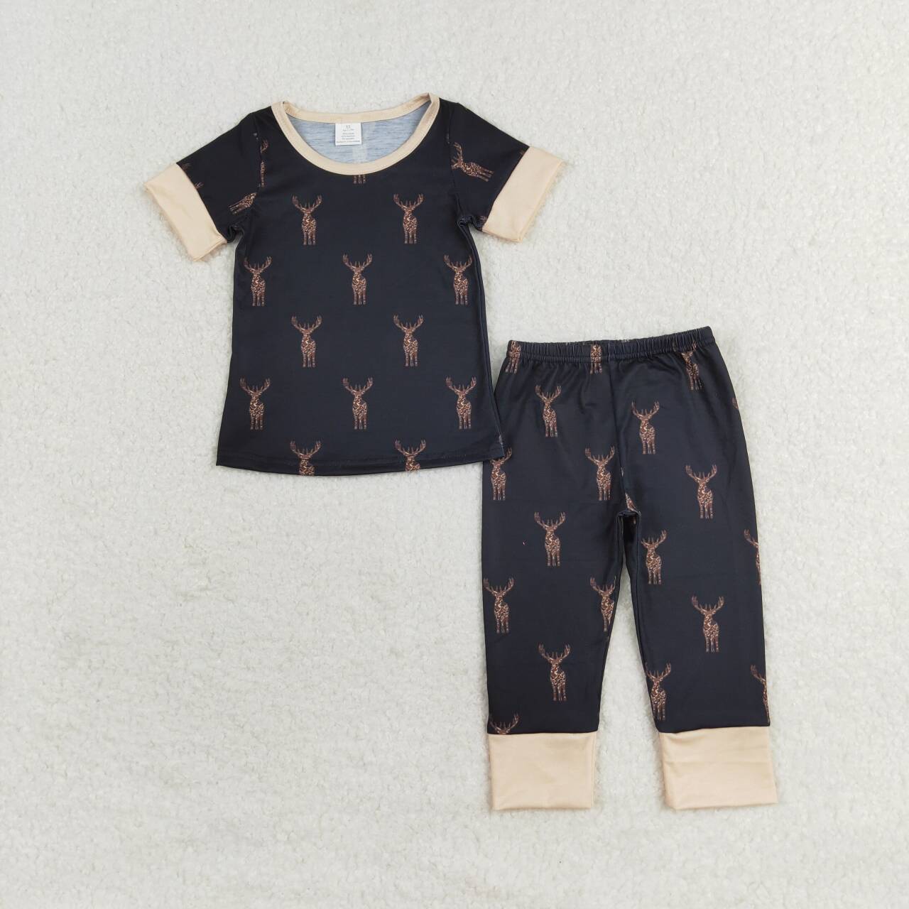 BSPO0440 bamboo Western deer black short sleeve pants boys pajamas