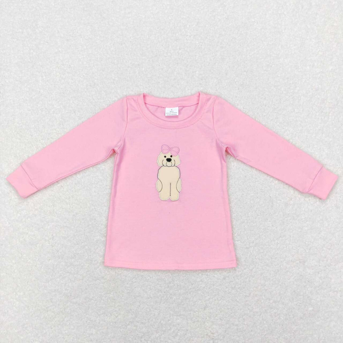 GT0408 Dog pink long sleeve girls pullover