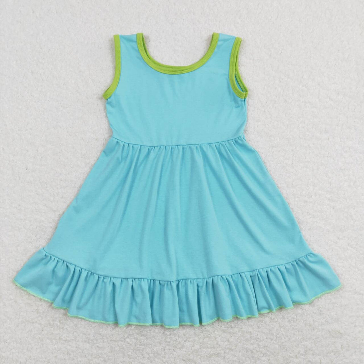GSD0657 Green Blue Sleeveless Girls Dress