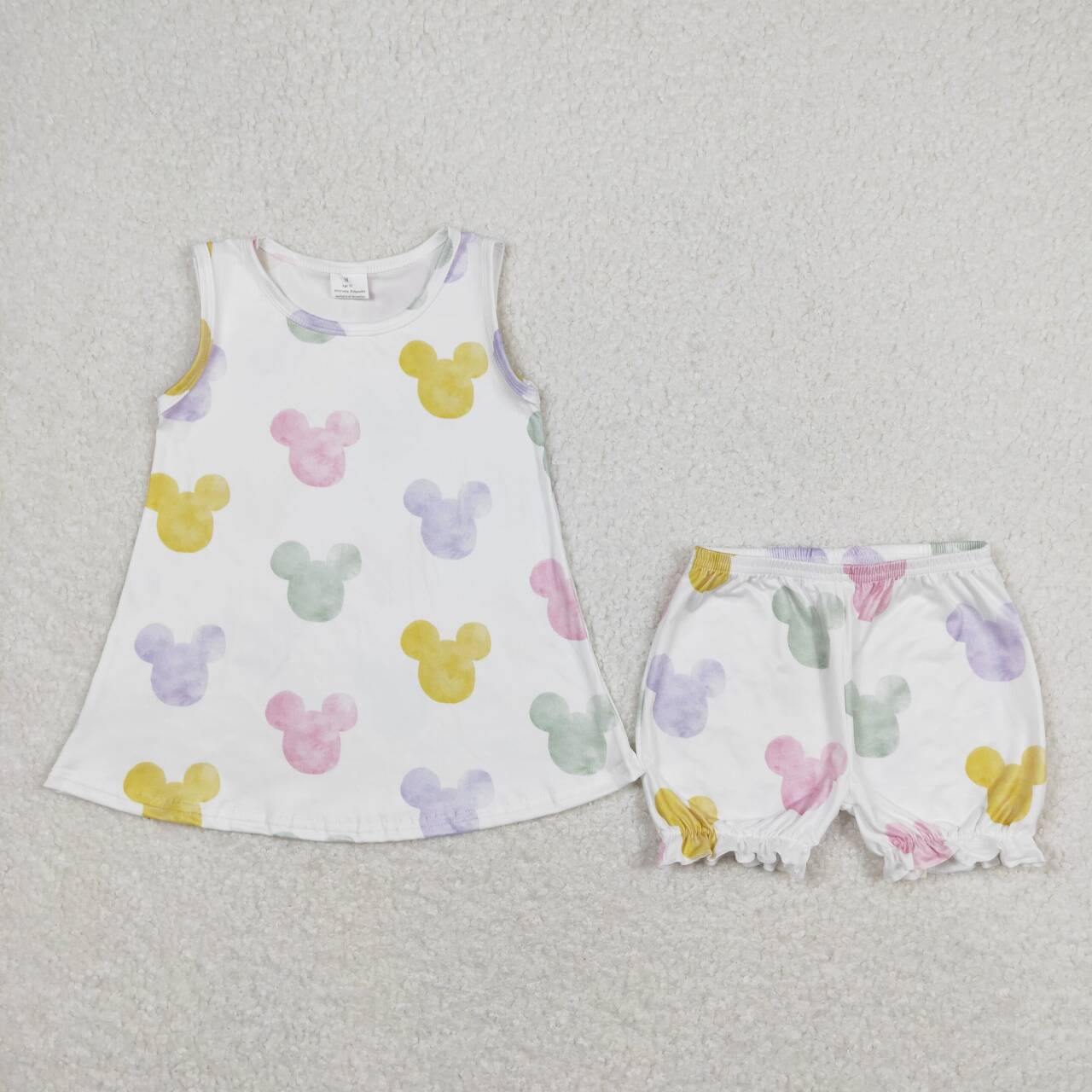 GSSO0774 Cartoon M sleeveless shorts girls Summer set
