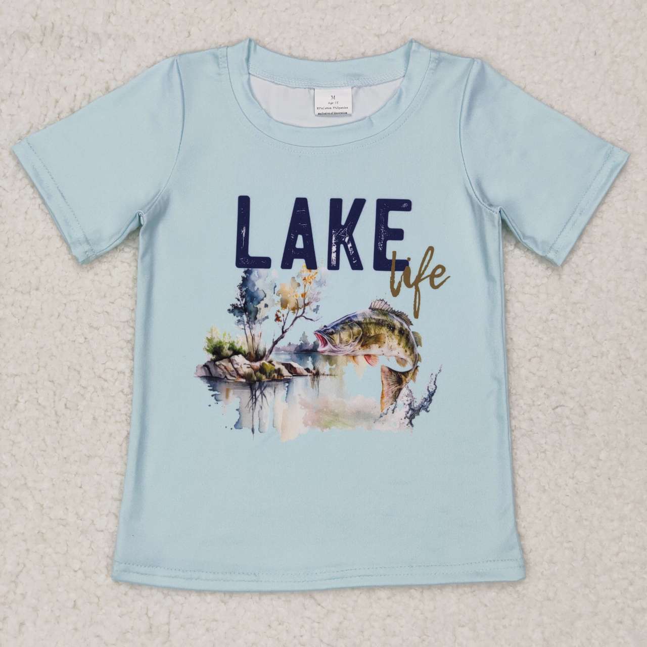 BT0339 Lake fishing blue short sleeve boys top