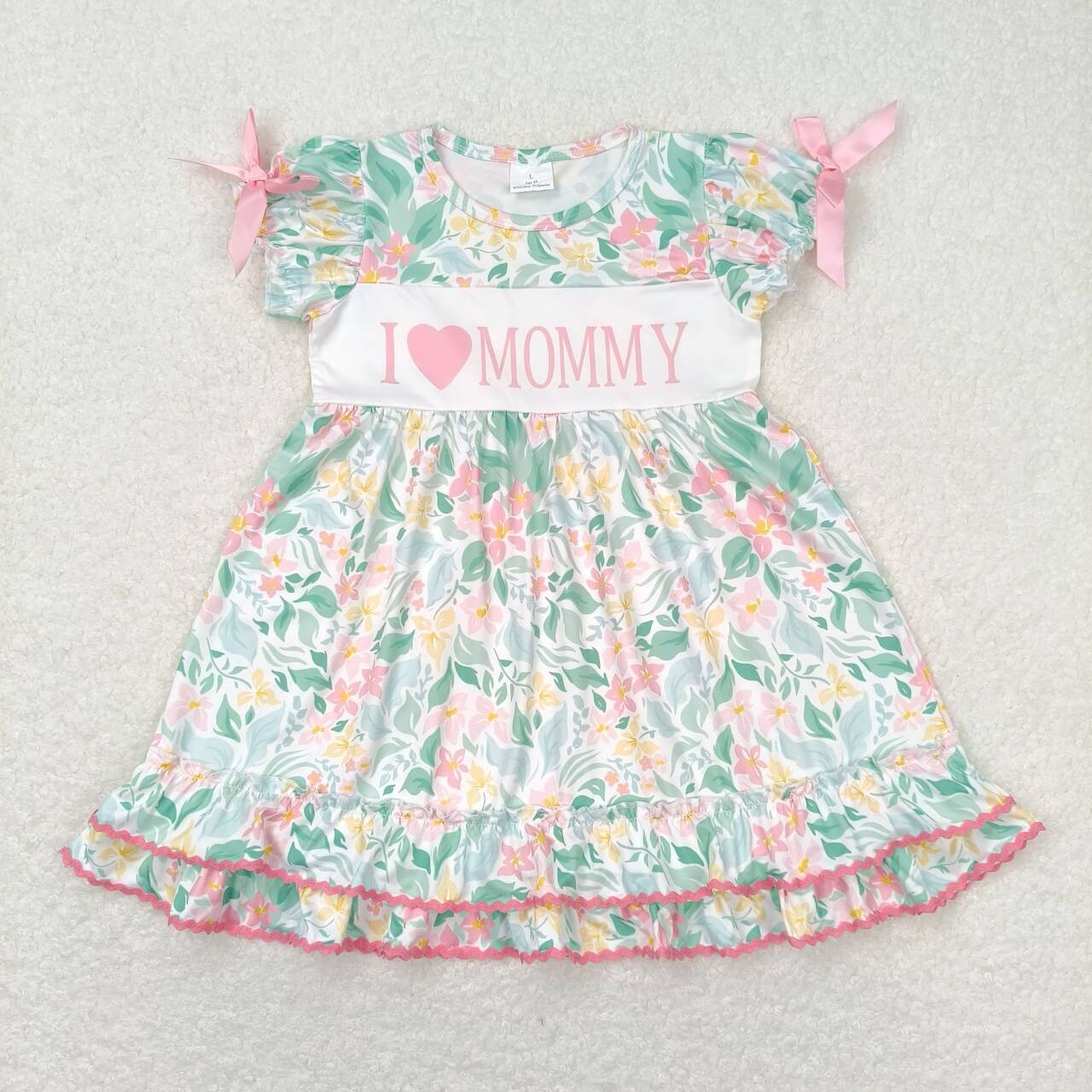 GSD1092 i love mommy flowers short sleeve girls dress