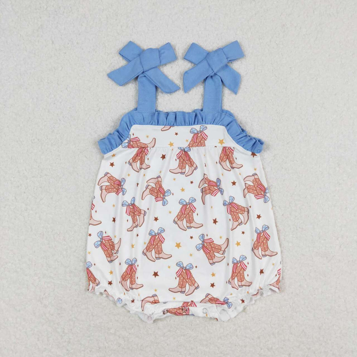 SR1547 Western boots blue lace-up girls romper
