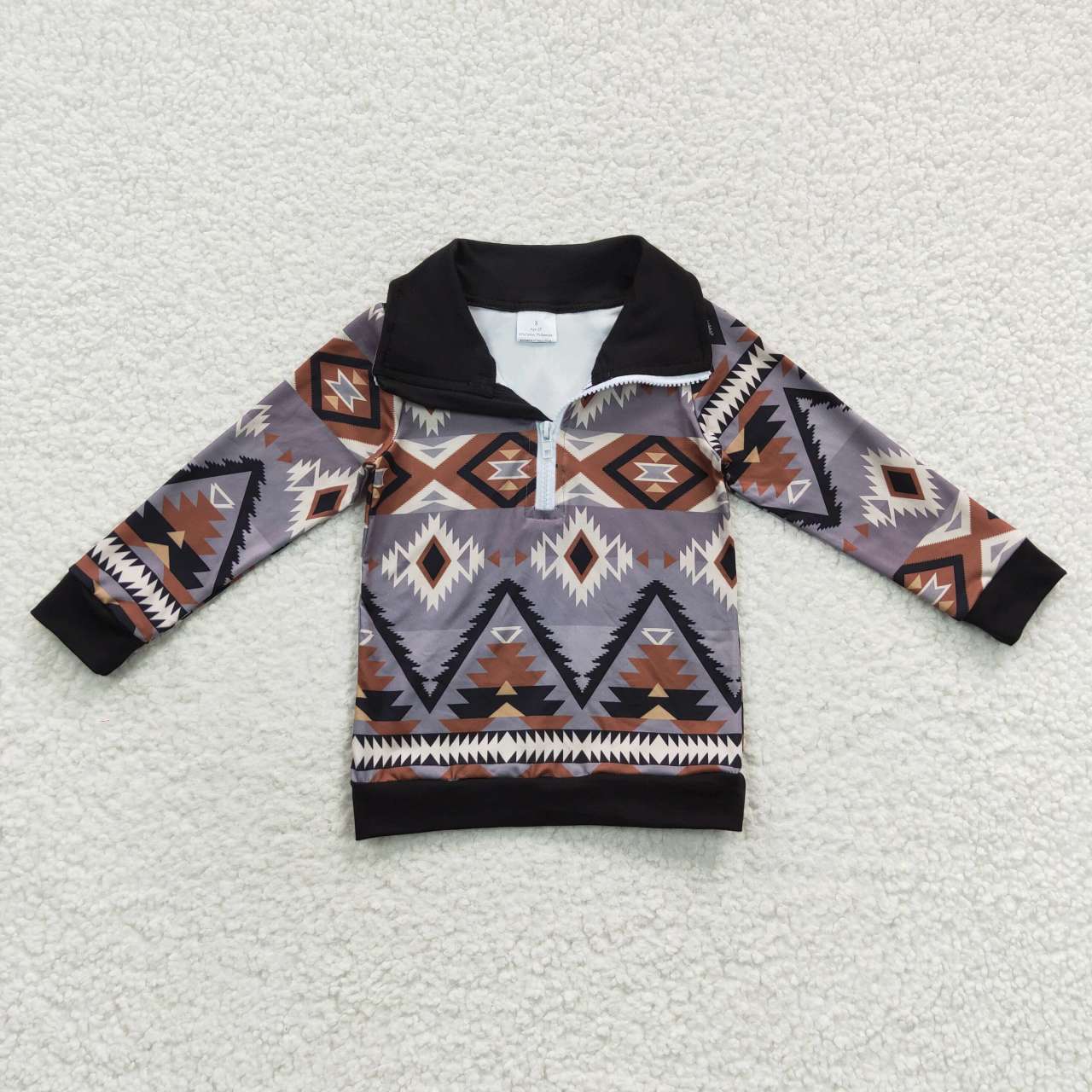 BT0230 Purple & Red Geometric Scheme Long Sleeves Boys Top