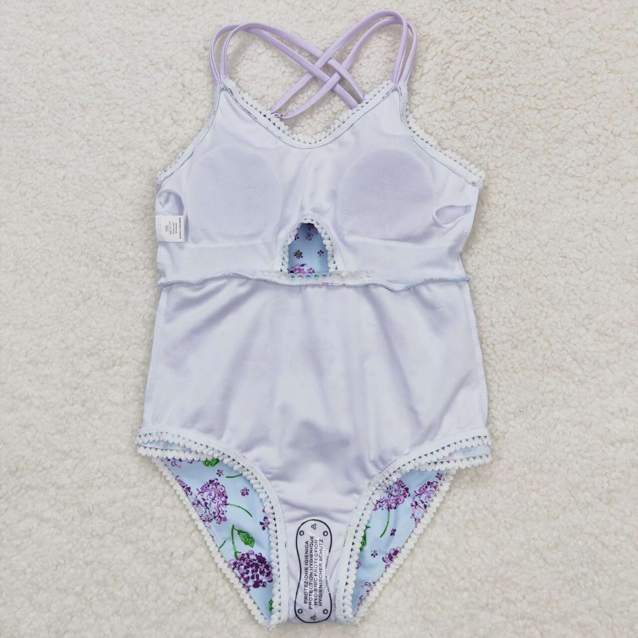 S0246 Purple flowers girls swimsuits