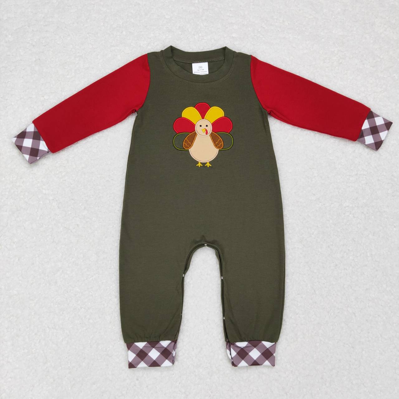 LR0670 Thanksgiving turkey long sleeve kids romper