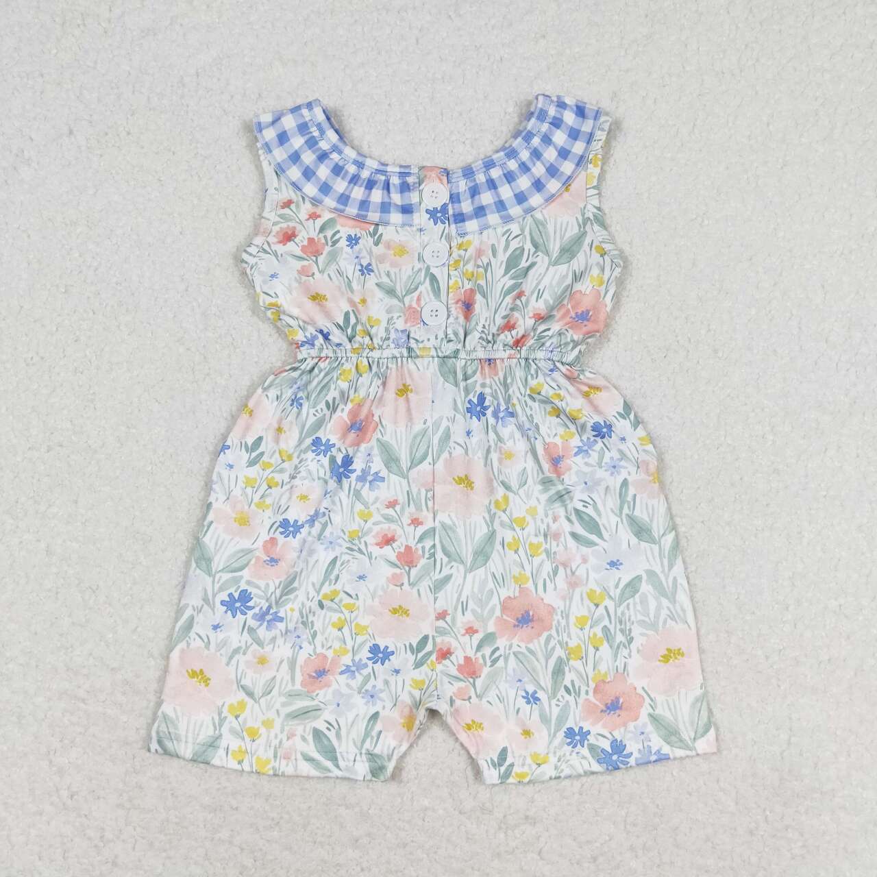 SR1343 multi color flowers blue pockets flutter sleeve girls jumpsuits