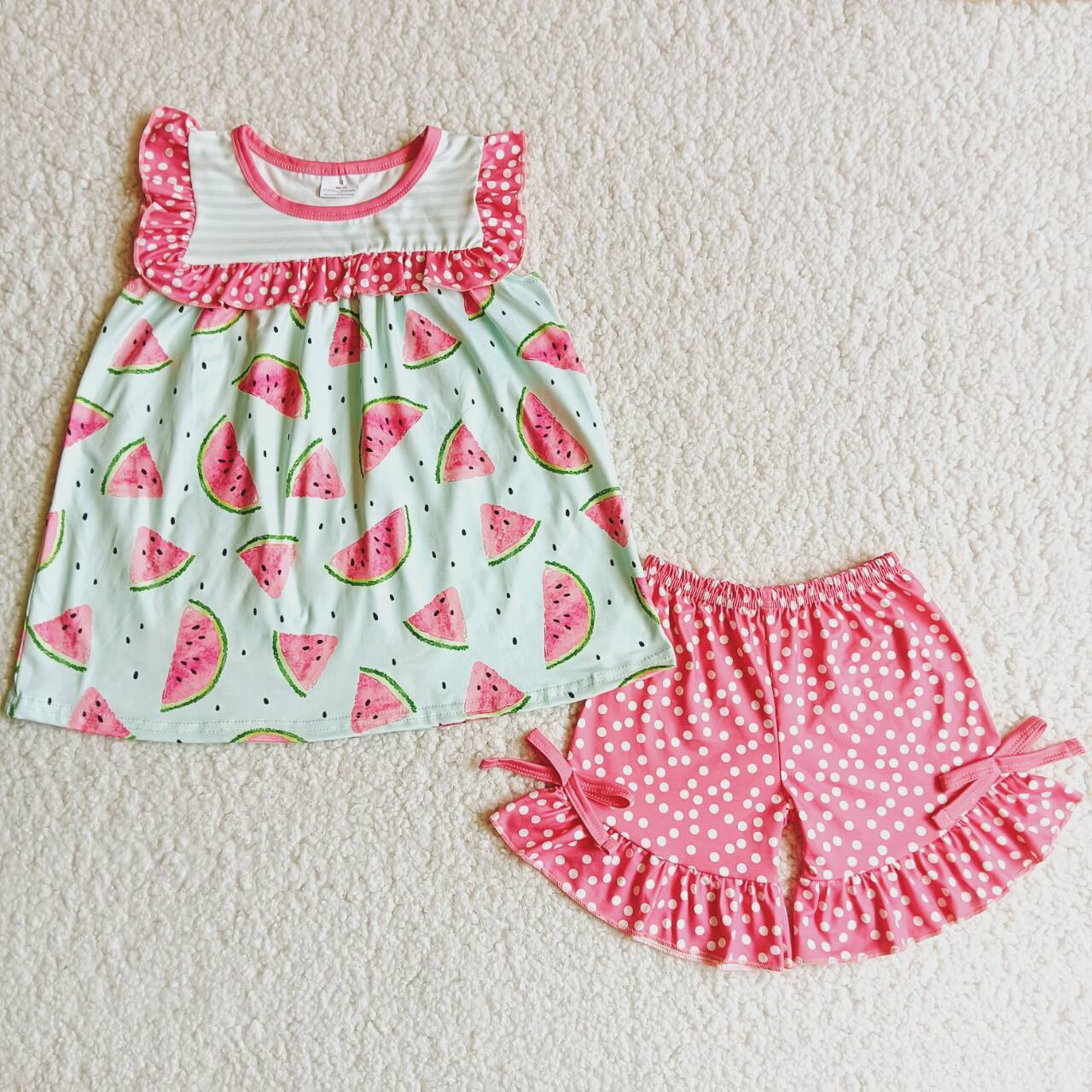 D10-29 Summer Watermelon Print Girls Outfits