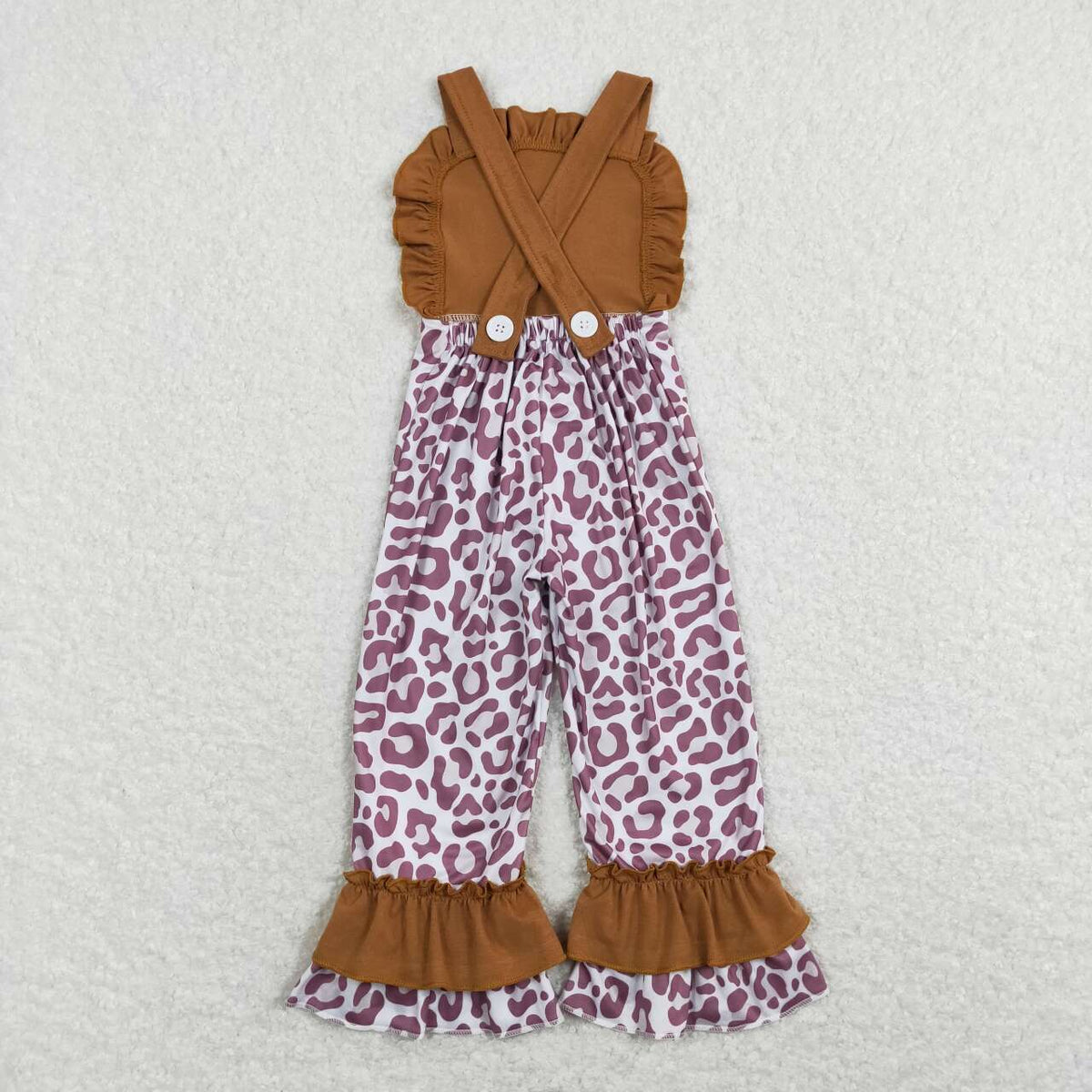SR0965 Leopard Khaki Sleeveless Girls Jumpsuits