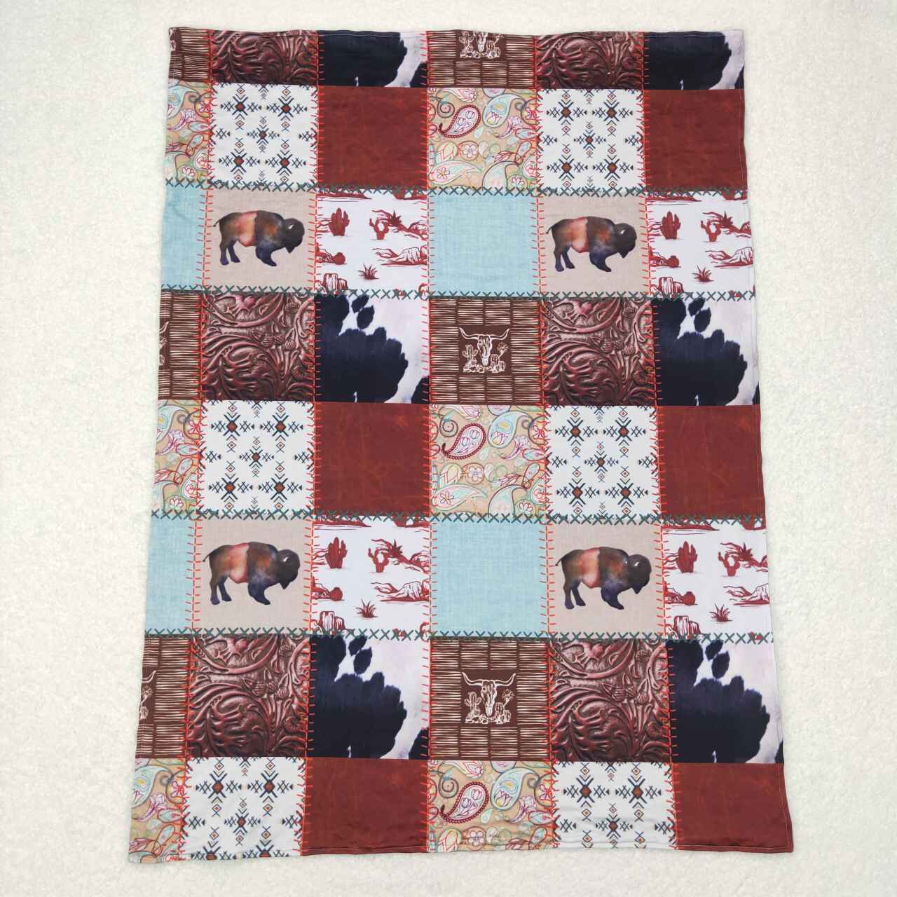 BL0080 Western cow paisley baby blanket