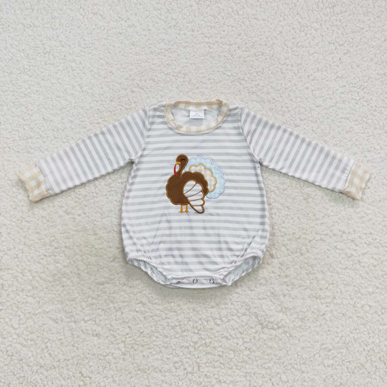 LR0427 Thanksgiving Turkey Long Sleeves Boys Romper