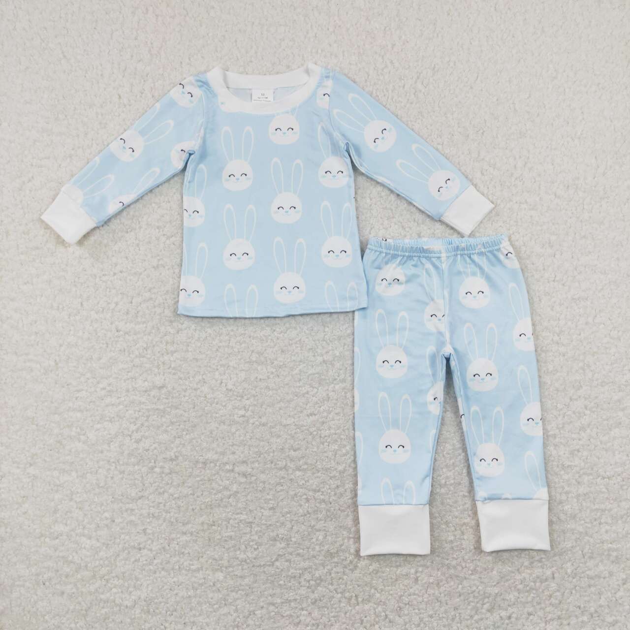 BLP0457 Easter Rabbit Blue Long Sleeve Pants Boys Pajamas