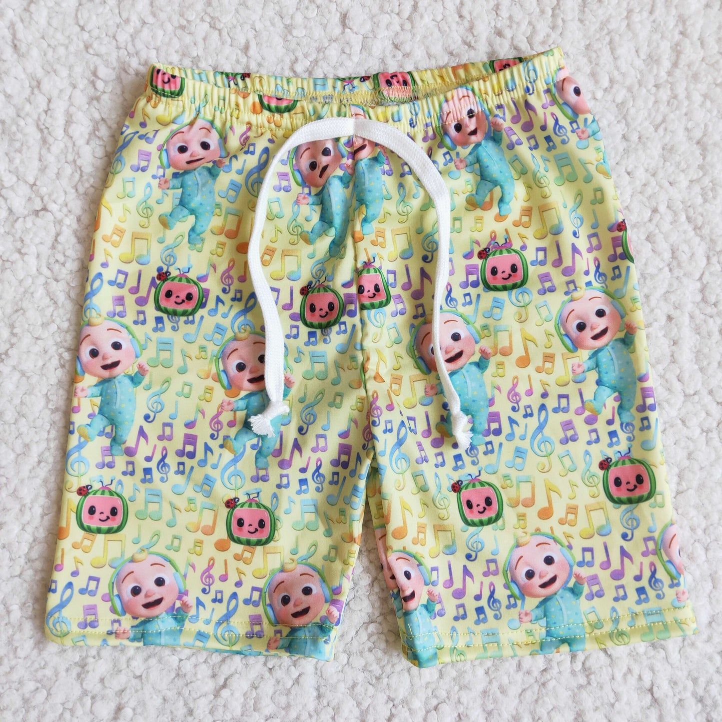 E1-1 music watermelon yellow boys swimming trunk