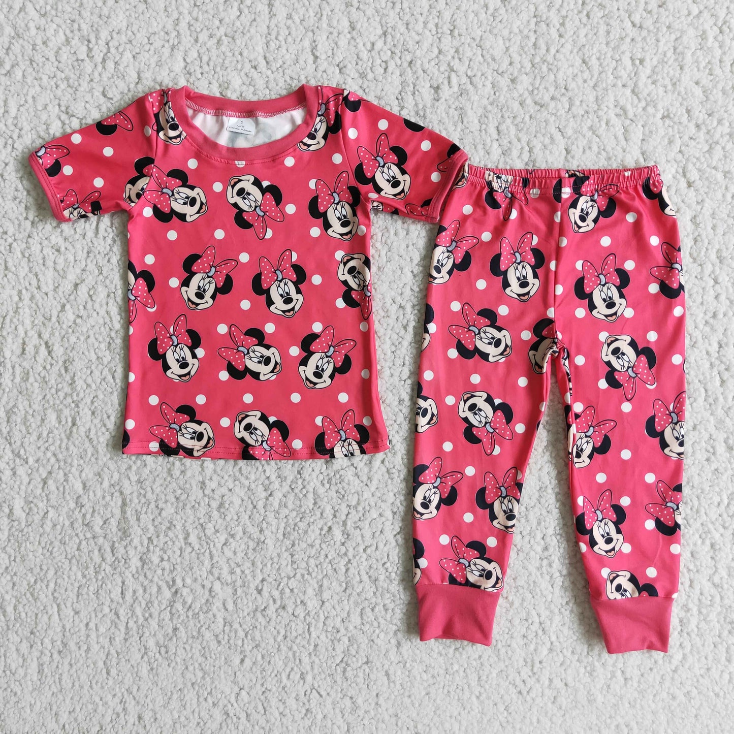 E1-15 Cartoon M red short sleeve pants girls pajamas