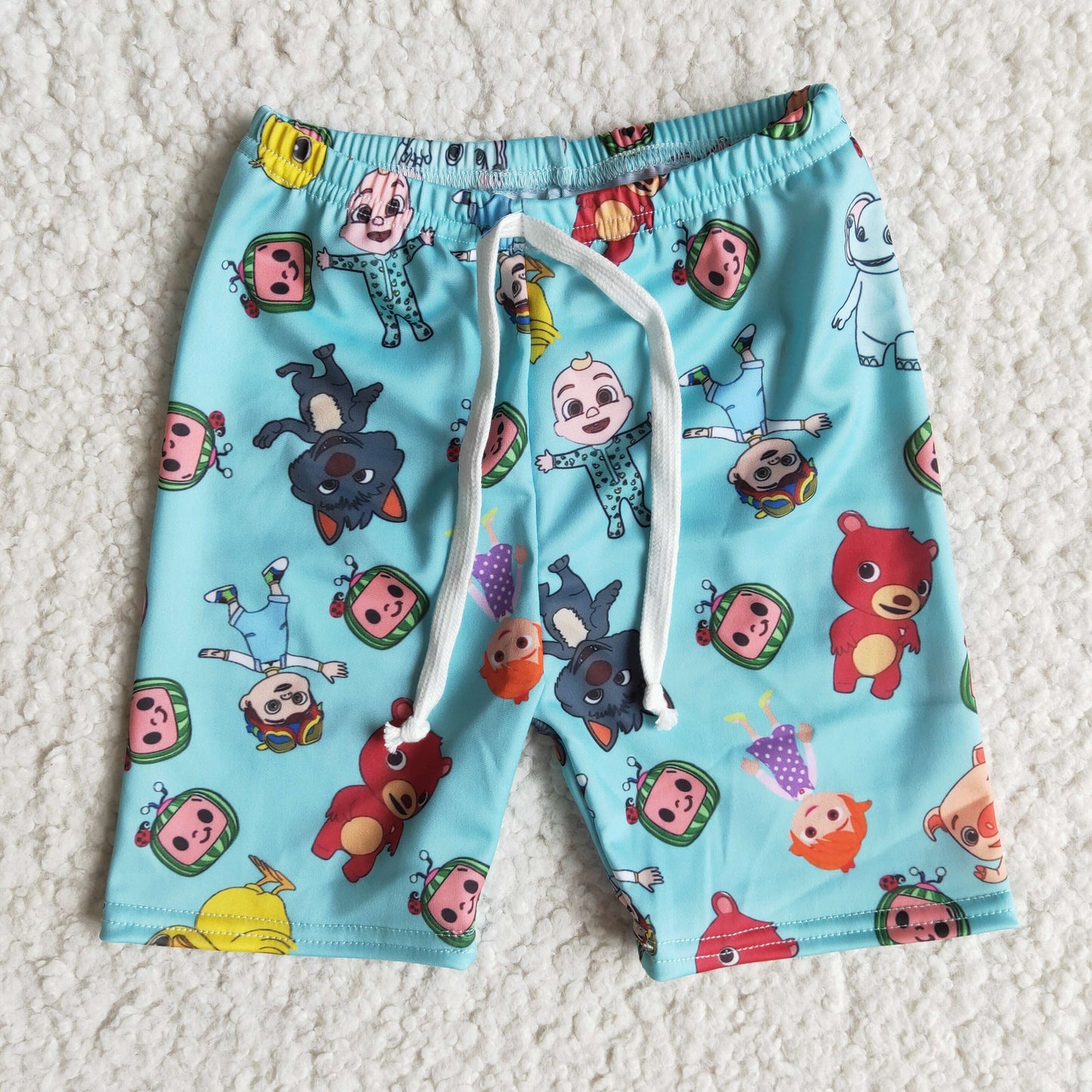 E8-16 watermelon blue boys swimming trunk