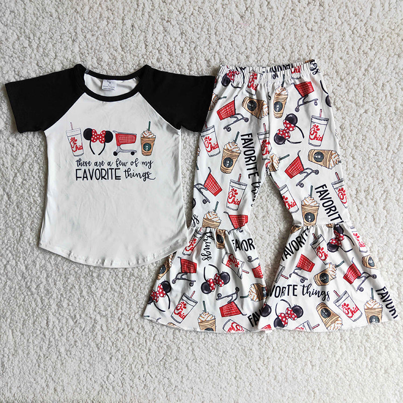 E9-5 Favorite coffee short sleeve pants girls set
