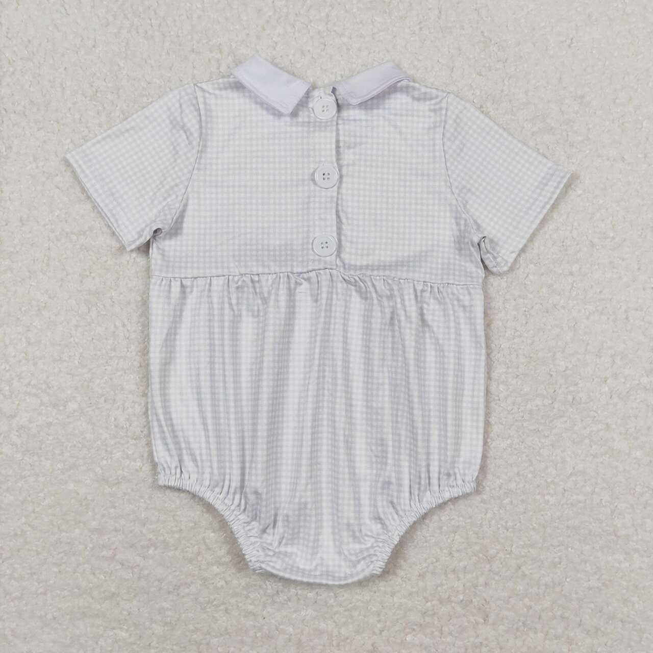 SR0598 Grey checkered short sleeve girls romper
