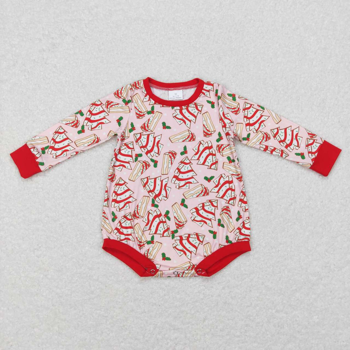 LR0284 Christmas Its is the season cake long sleeve girls romper