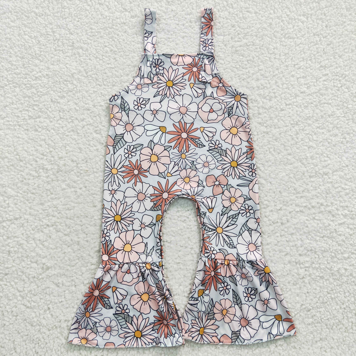 SR0378 Pink & Orange Flowers Summer Jumpsuits