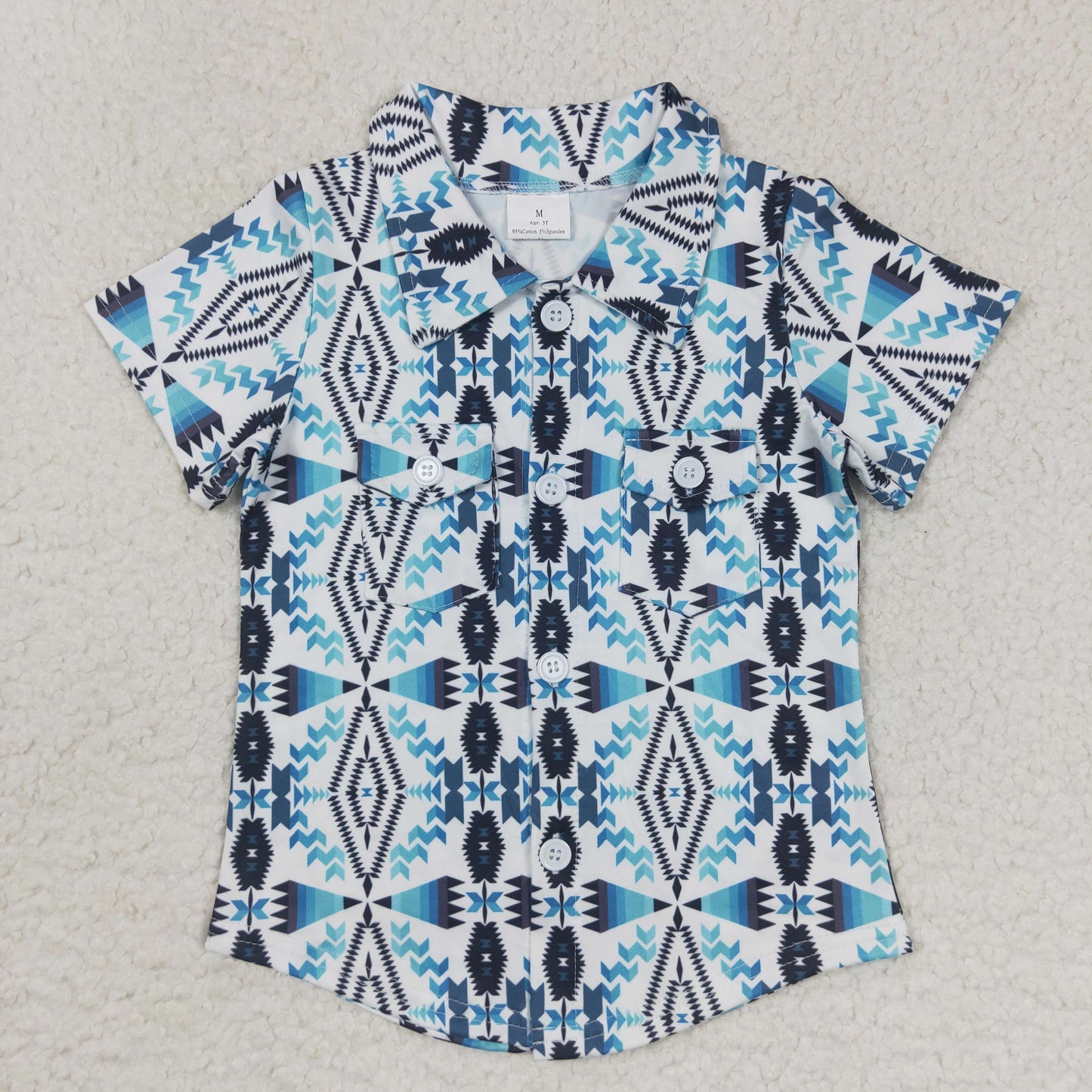 BT0316 Aztec whit short sleeve boys shirt