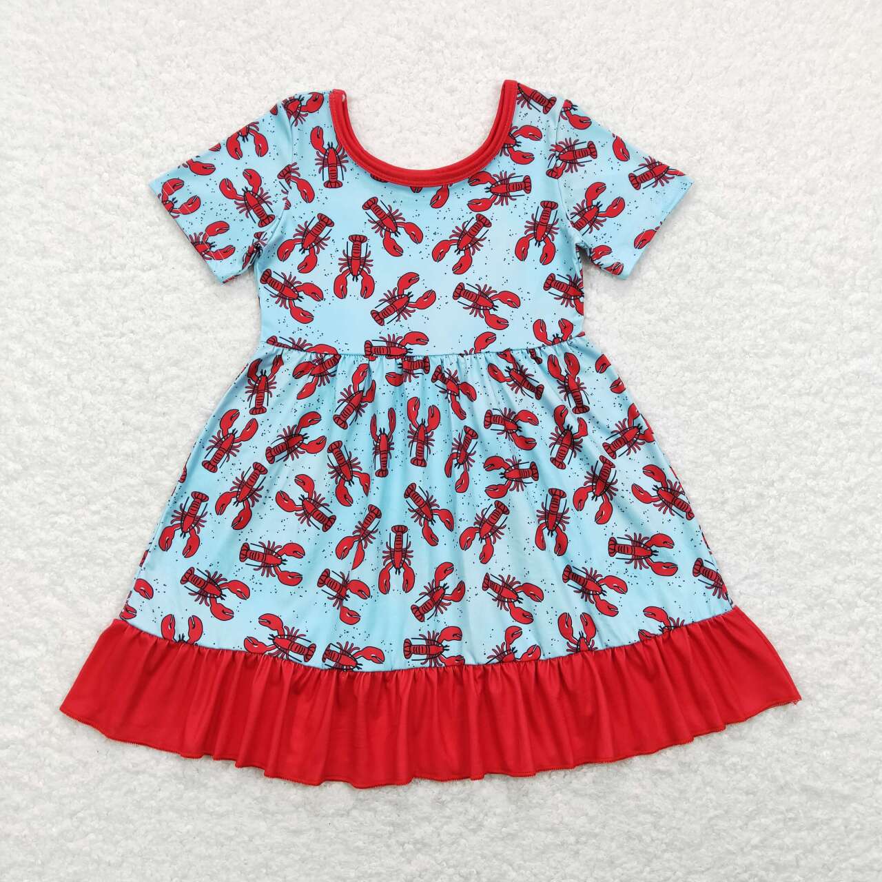 GSD0486 Blue crayfish short sleeve girls dress