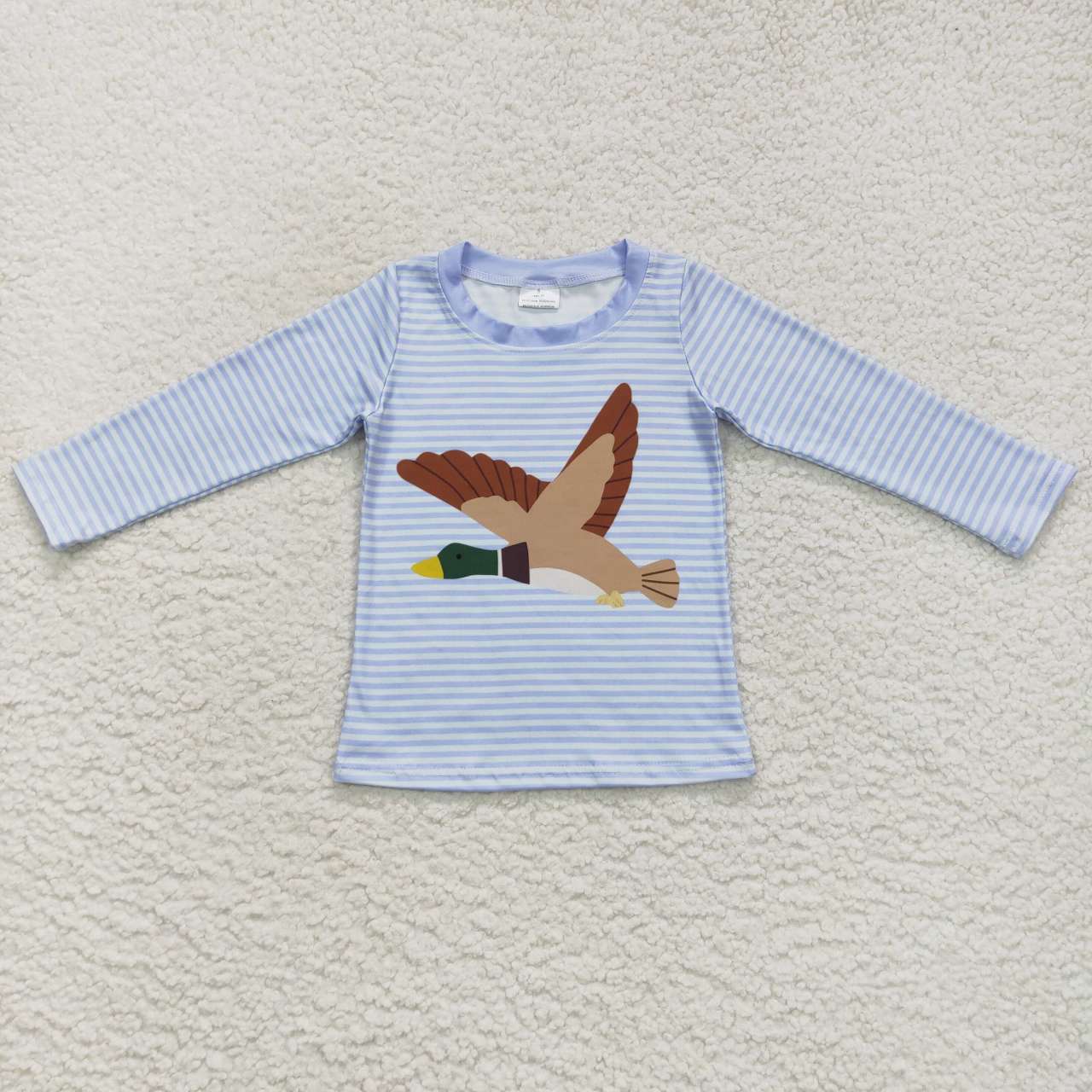 BT0365 Mallard blue striped long sleeve boys top