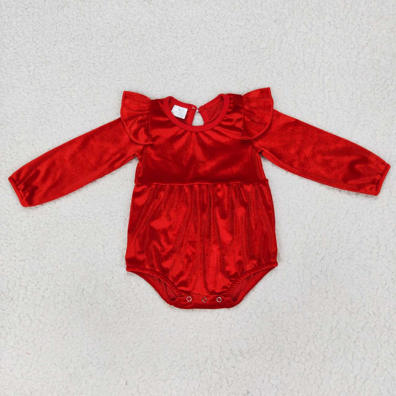 LR0713 Red velvet long sleeve girls romper