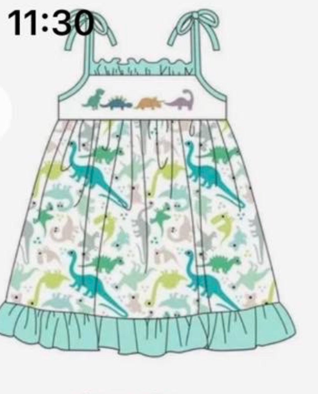 custom colorful dinosaur sku blue girls dress