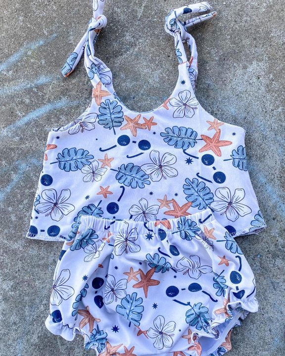preorder GBO0296 Starfish flowers Summer girls bummies set