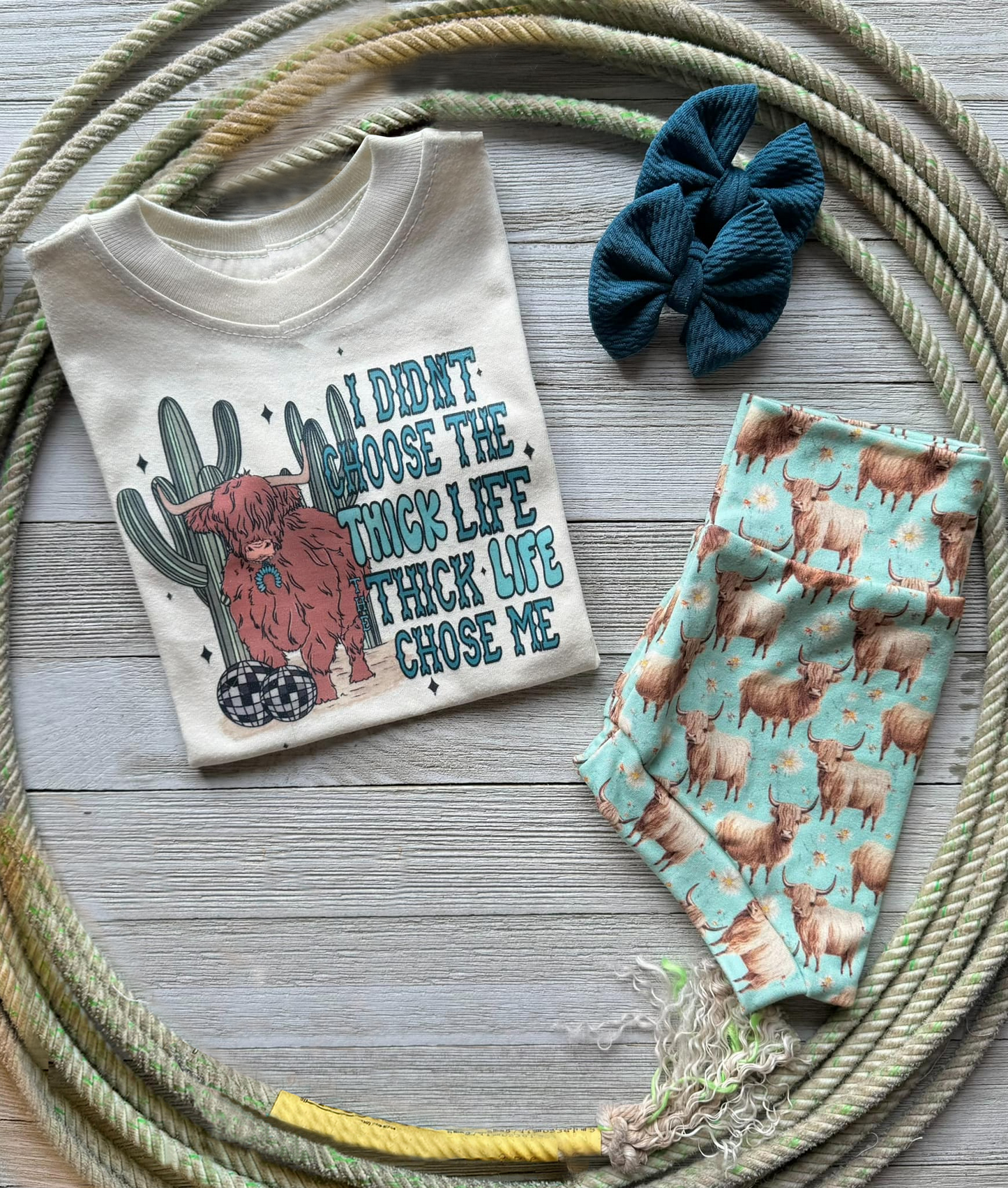 preorder GBO0304 Western highland cow didn't short sleeve cyan girls bummies set
