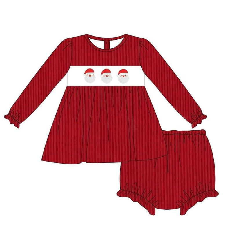 preorder GBO0433 Christmas Santa red long sleeve girls bummies set